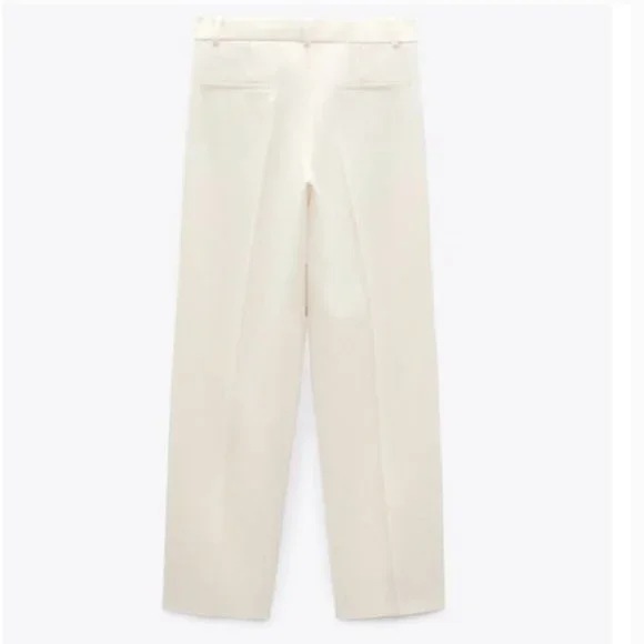 ZARA Oyster White Tuxedo The Masculine Trousers & Bustier Sweetheart Neckline